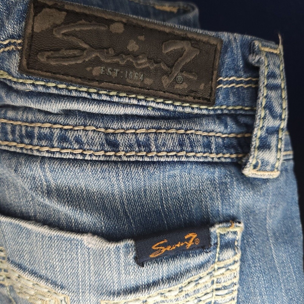 Seven7 Ladies straight Low Rise Denim Blue Jeans Size 8 - Picture 6 of 10